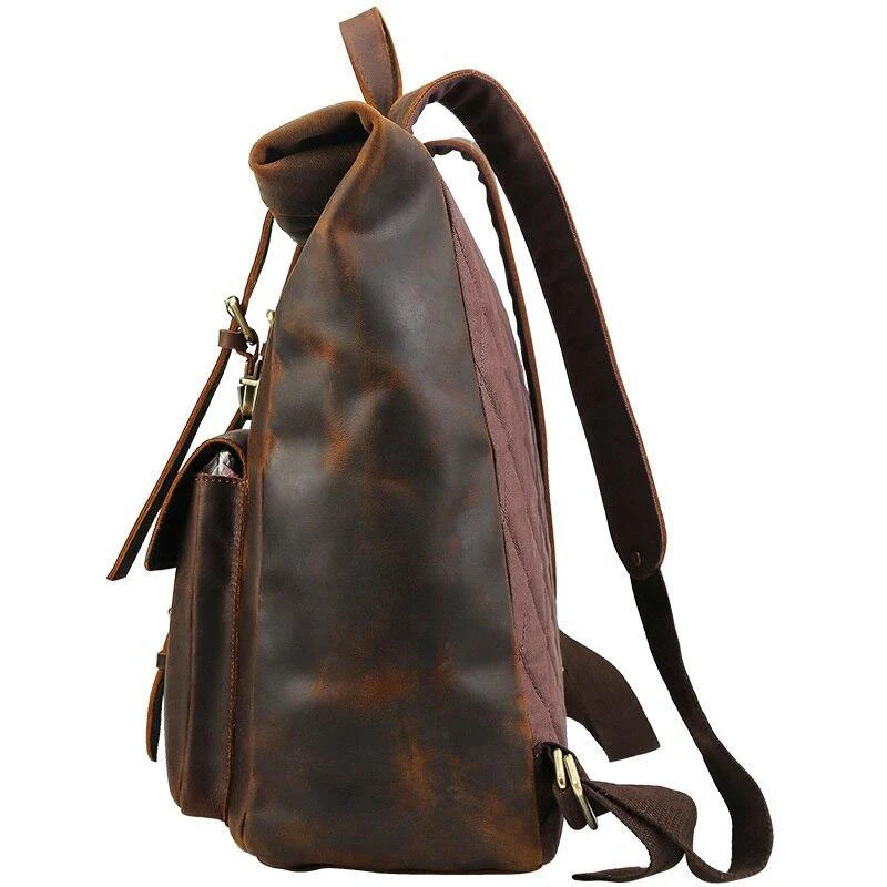 Sac à dos en cuir roll top | DEFOE