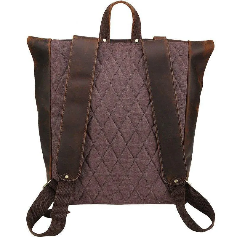 Sac à dos en cuir roll top | DEFOE