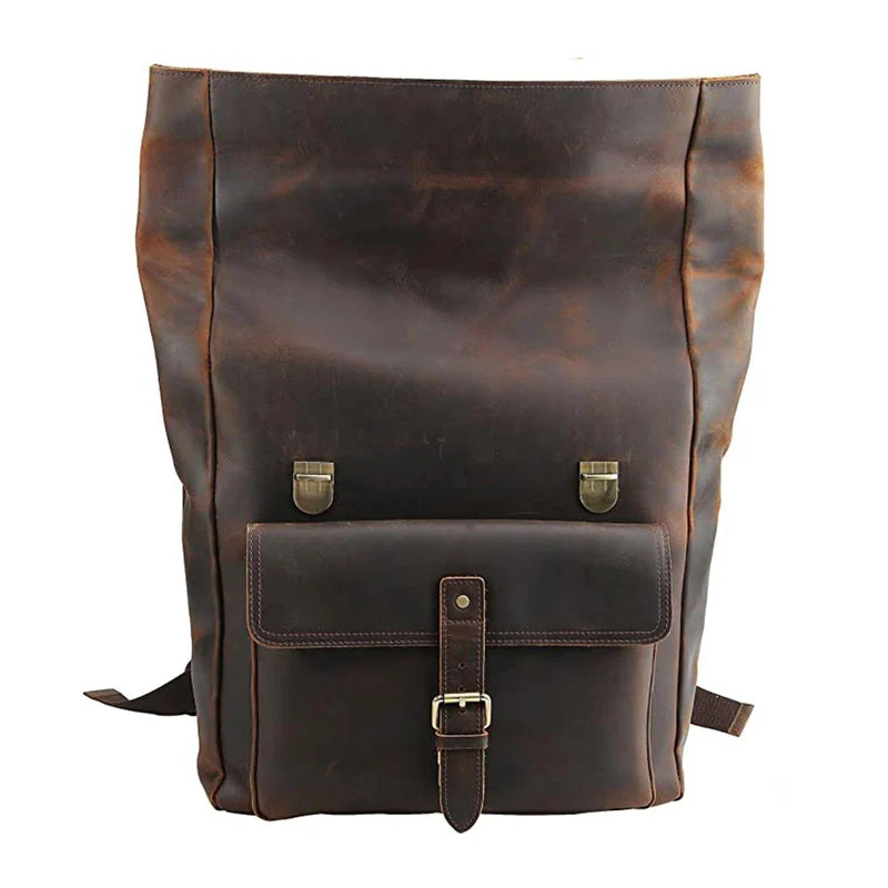 Sac à dos en cuir roll top | DEFOE