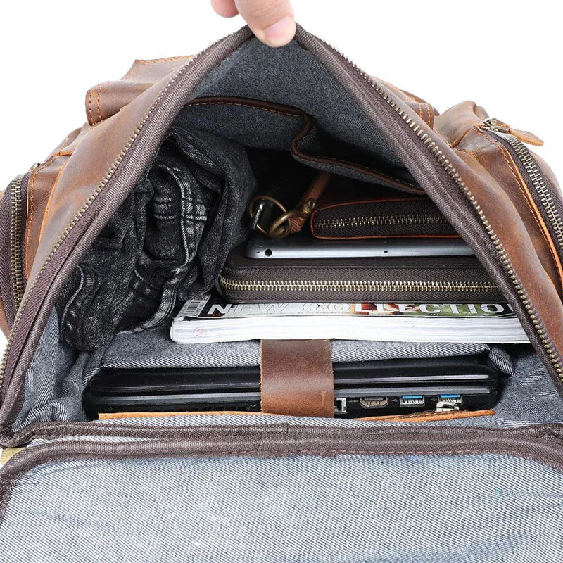 Sac à dos en cuir brun | GRYLLS