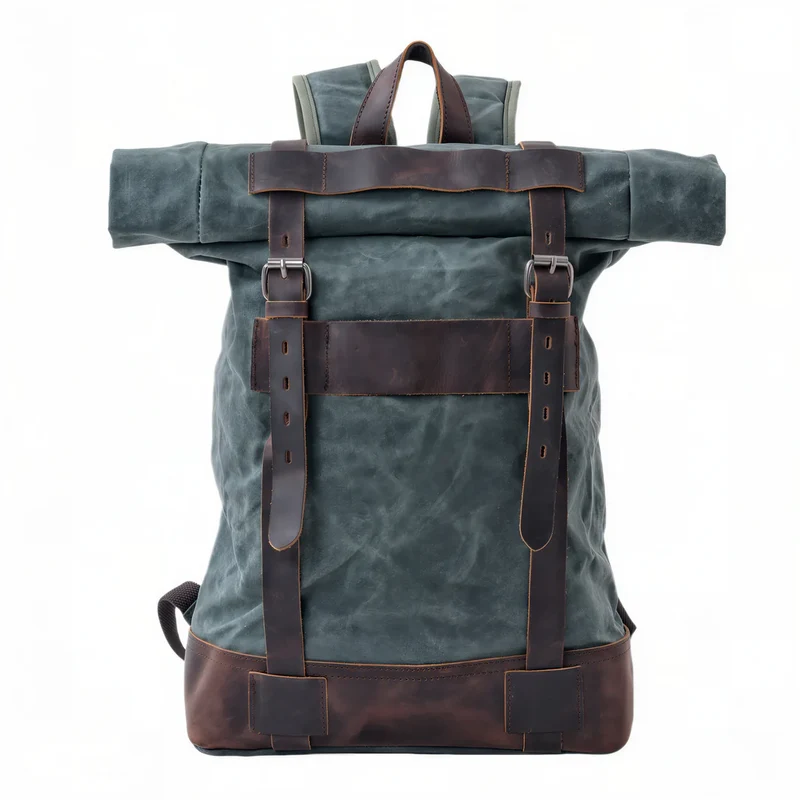 Sac à dos rétro roll top en tissu - Ruston