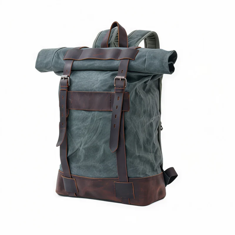 Sac à dos rétro roll top en tissu - Ruston