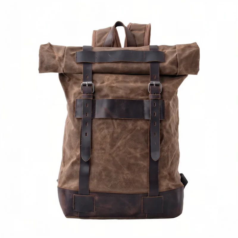 Sac à dos rétro roll top en tissu - Ruston