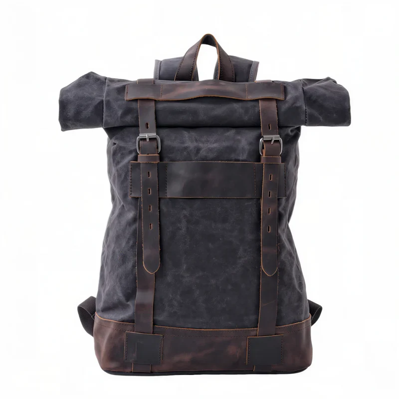 Sac à dos rétro roll top en tissu - Ruston