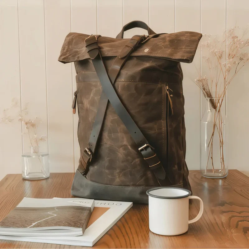 Sac à dos roll top rétro - Rustic
