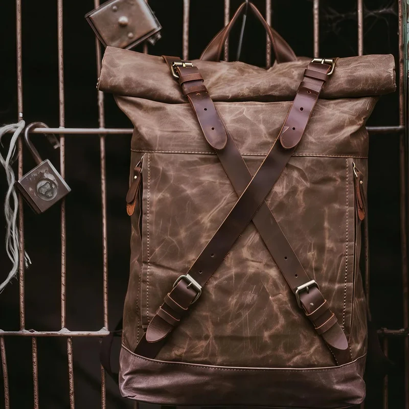 Sac à dos roll top rétro - Rustic