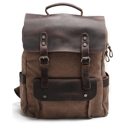 Sac à dos toile et cuir vintage | BÉLOUKHA