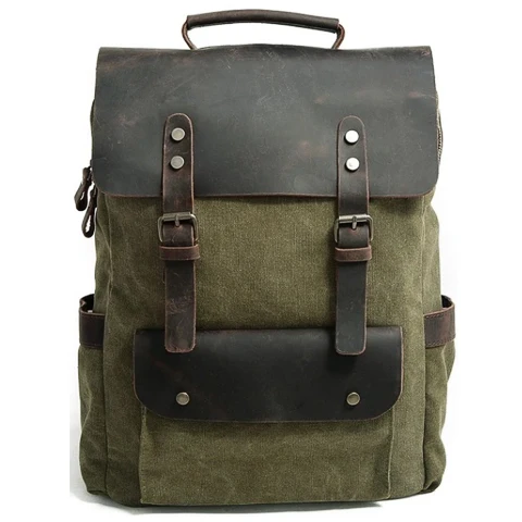 Sac à dos toile et cuir vintage | BÉLOUKHA