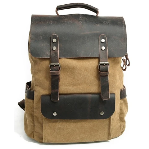 Sac à dos toile et cuir vintage | BÉLOUKHA