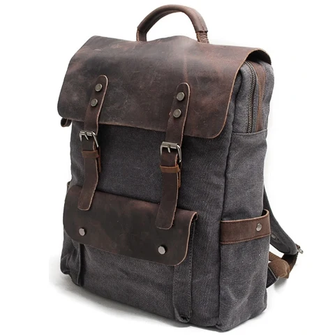 Sac à dos toile et cuir vintage | BÉLOUKHA
