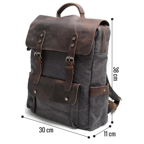 Sac à dos toile et cuir vintage | BÉLOUKHA