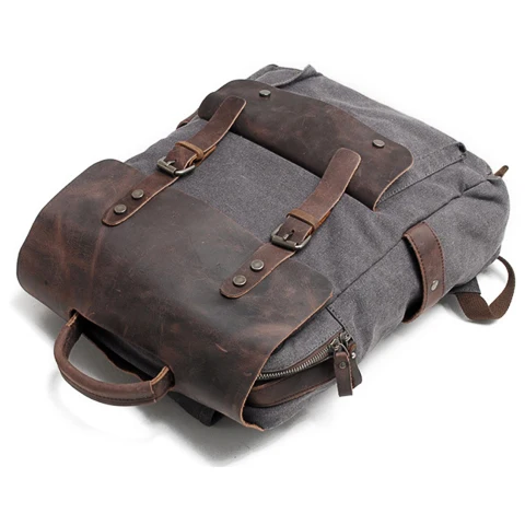 Sac à dos toile et cuir vintage | BÉLOUKHA