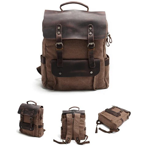 Sac à dos toile et cuir vintage | BÉLOUKHA