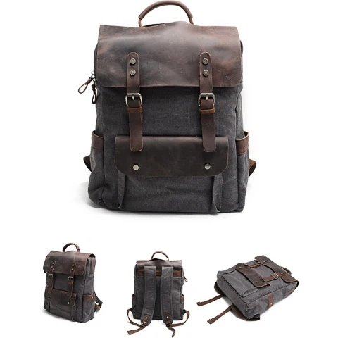 Sac à dos toile et cuir vintage | BÉLOUKHA