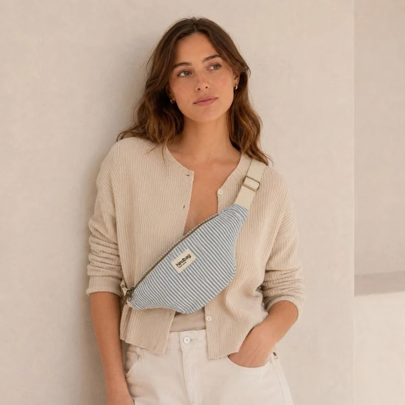 Sac banane Olivia rayée coton bio - Hindbag
