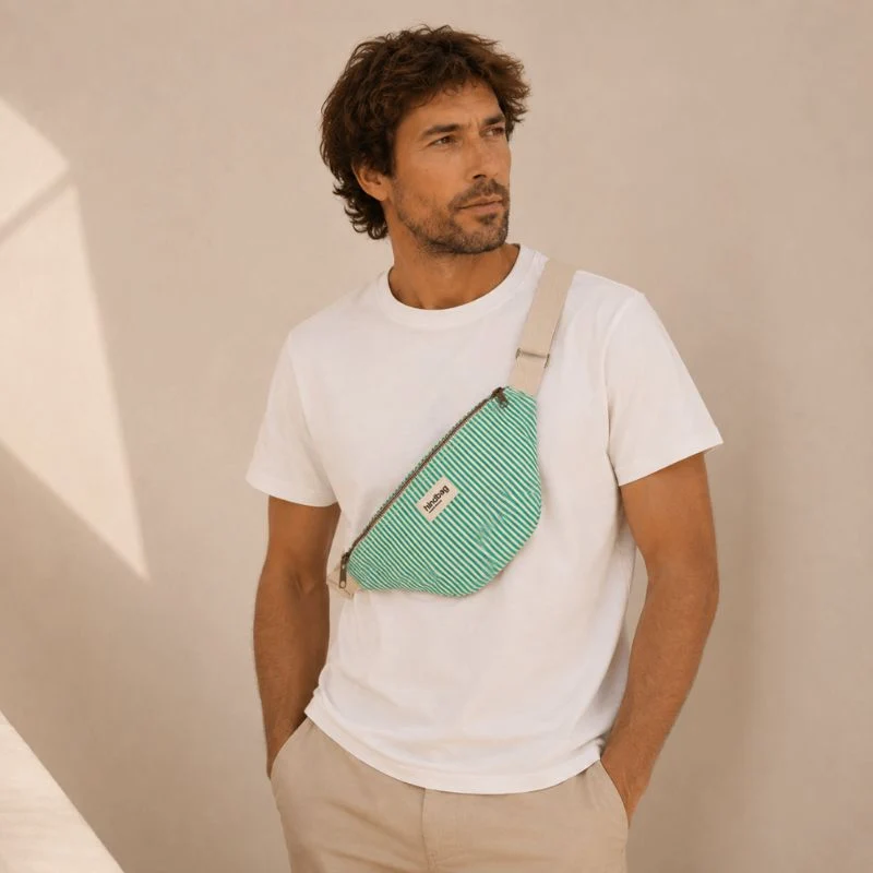 Sac banane Olivia rayée coton bio - Hindbag