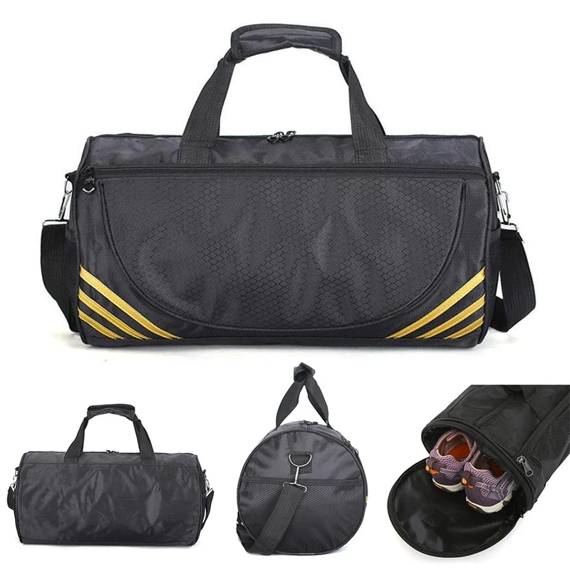 Outdoor Waterproof Nylon Sport Gym Bags Men Women Training Fitness Travel Handbag Yoga Mat Shoulder Cylinder