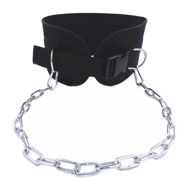 Fitness Dip Weight lifting Belt with Chain Neoprene Pull Up Belt with Buckle for Crossfit Weightlifting Training Gym Accessories
