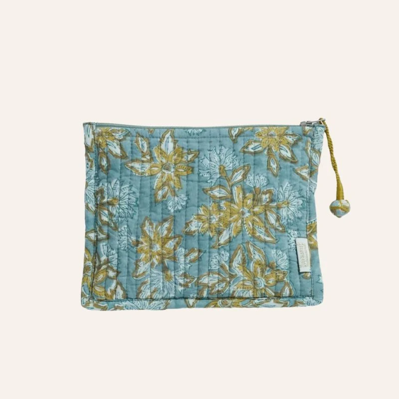 Pochette matelassée en coton imprimé main - Bonheur du Jour Paris