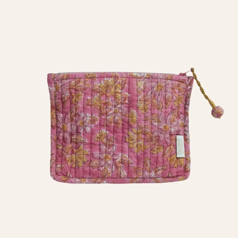 Pochette matelassée en coton imprimé main - Bonheur du Jour Paris