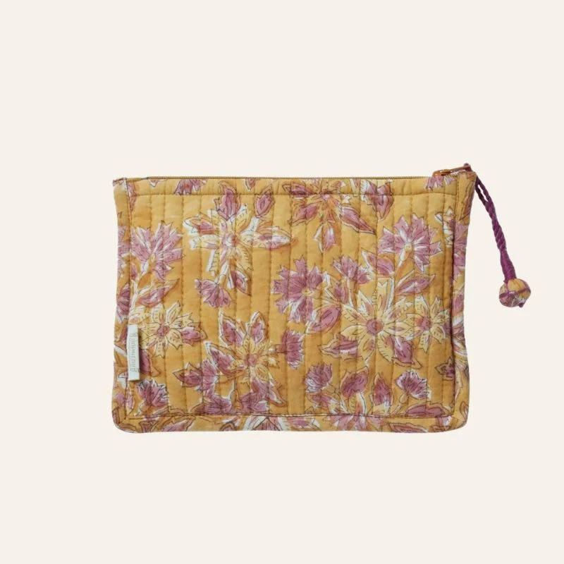 Pochette matelassée en coton imprimé main - Bonheur du Jour Paris