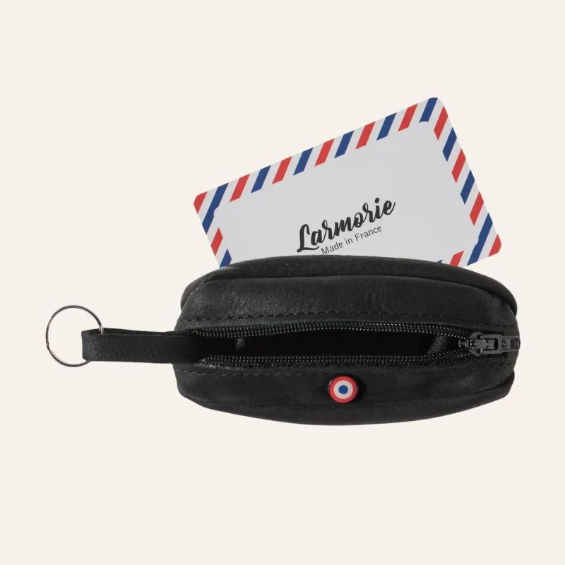 Porte-monnaie compact Charles en cuir nubuck - Larmorie