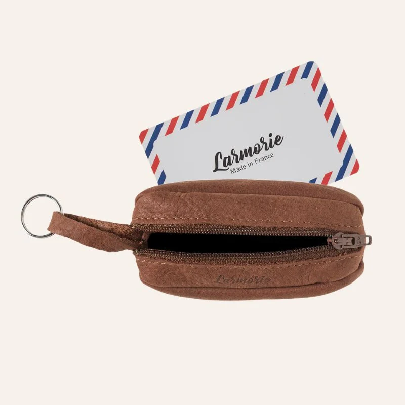 Porte-monnaie compact Charles en cuir nubuck - Larmorie