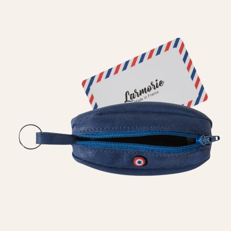 Porte-monnaie compact Charles en cuir nubuck - Larmorie