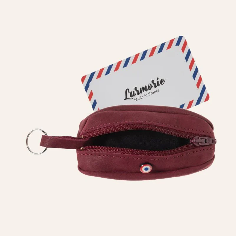 Porte-monnaie compact Charles en cuir nubuck - Larmorie