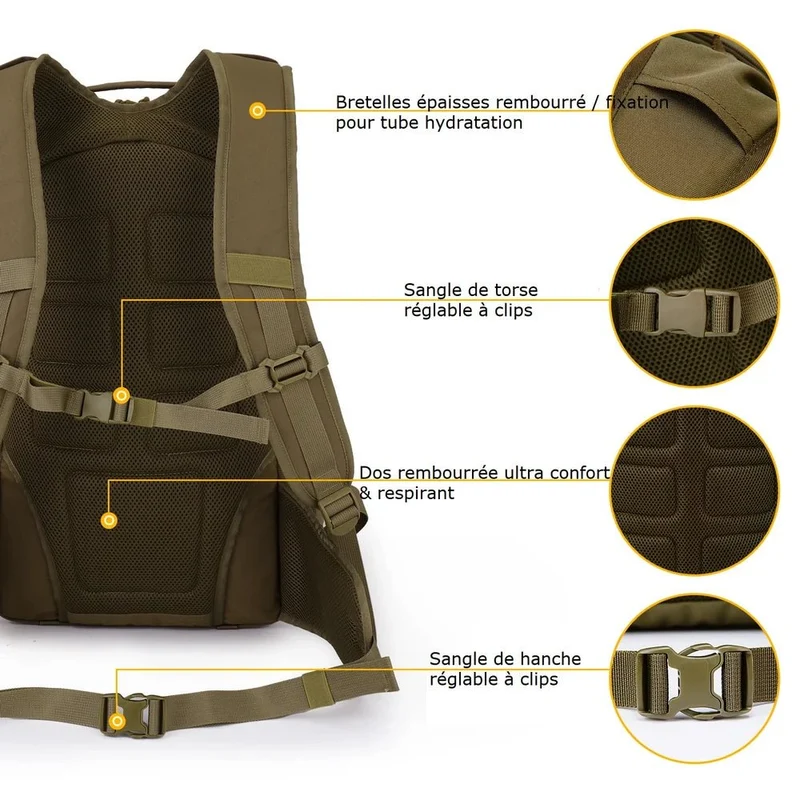 Sac à dos tactique militaire 35L 600D