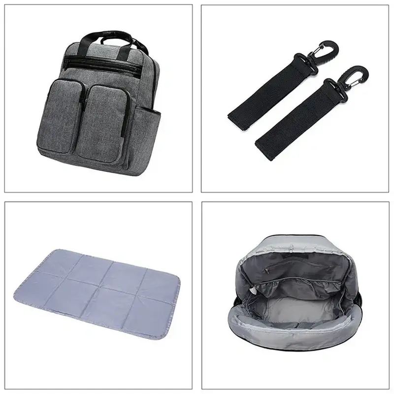 Sac à dos à langer gris