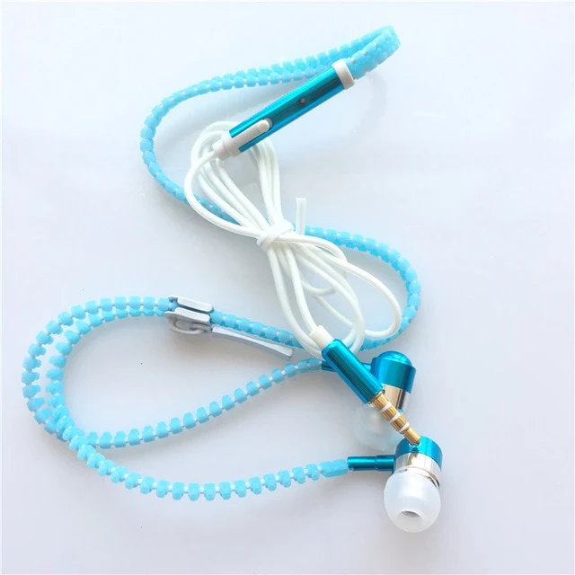 3.5mm Luminous Safety Sports Earphones Metal Zipper Earbuds For Iphone Samsung Xiaomi MP3 With Microphone In-Ear Earphones