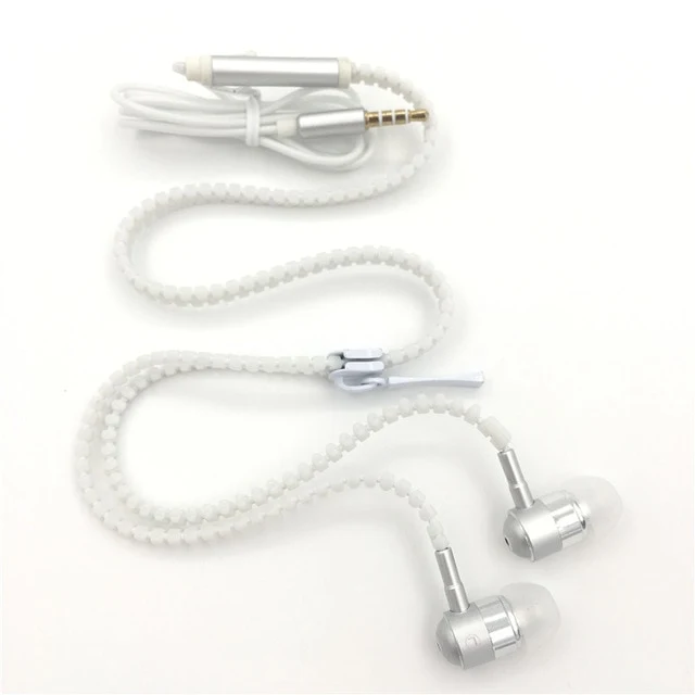 3.5mm Luminous Safety Sports Earphones Metal Zipper Earbuds For Iphone Samsung Xiaomi MP3 With Microphone In-Ear Earphones
