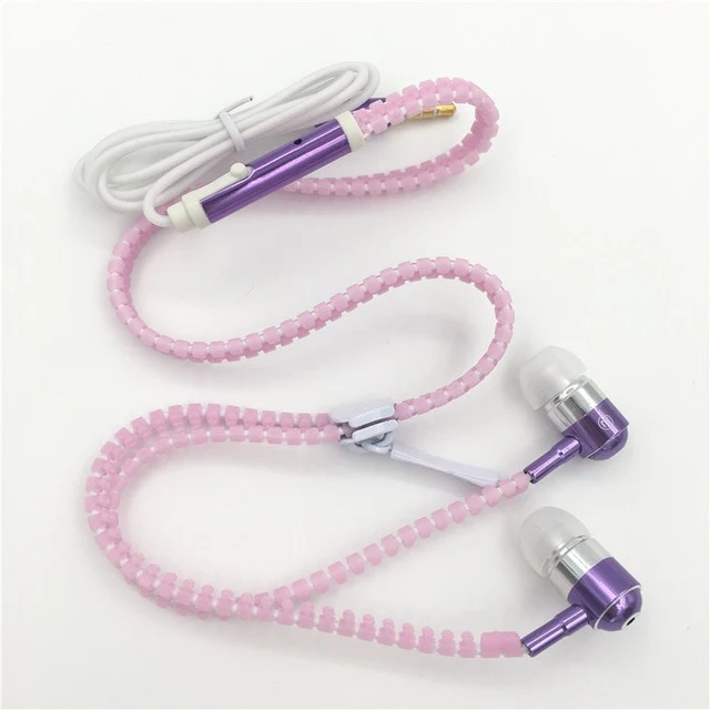 3.5mm Luminous Safety Sports Earphones Metal Zipper Earbuds For Iphone Samsung Xiaomi MP3 With Microphone In-Ear Earphones