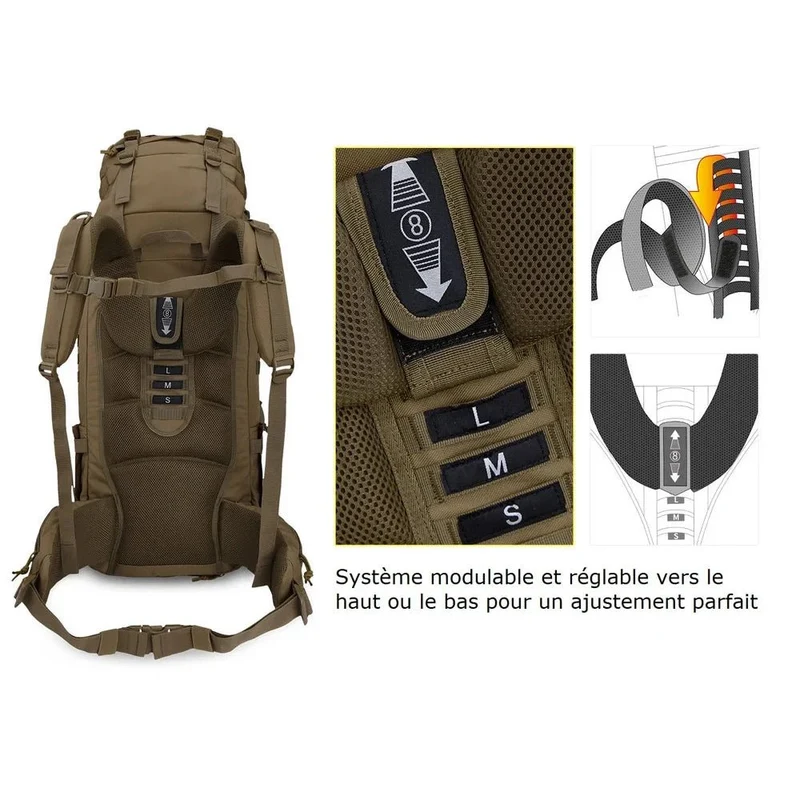 Grand sac à dos militaire 50L 600D