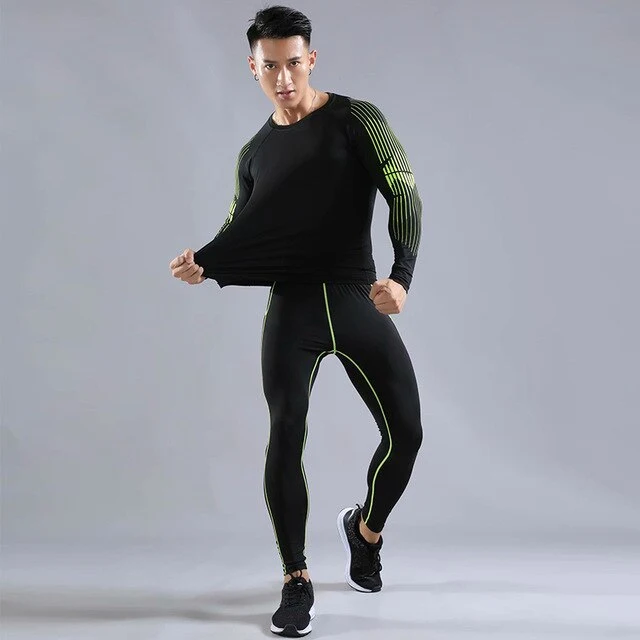 Men's Gym Fitness Apparel Sportswear Quick-drying Men's Running Compression Suits Tight Fitness Sports Suit Jogging Men Outdoor
