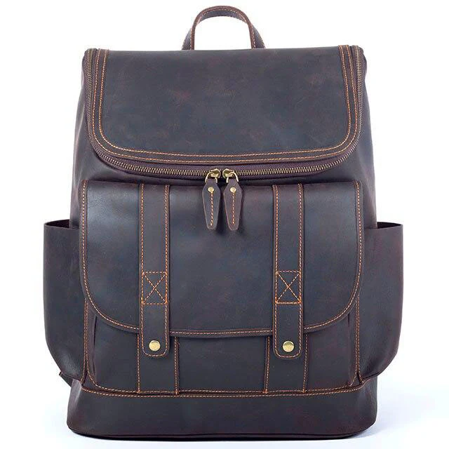 Sac à dos en cuir marron pour homme | MONFREID