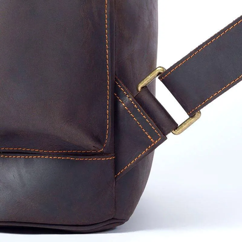 Sac à dos en cuir marron pour homme | MONFREID