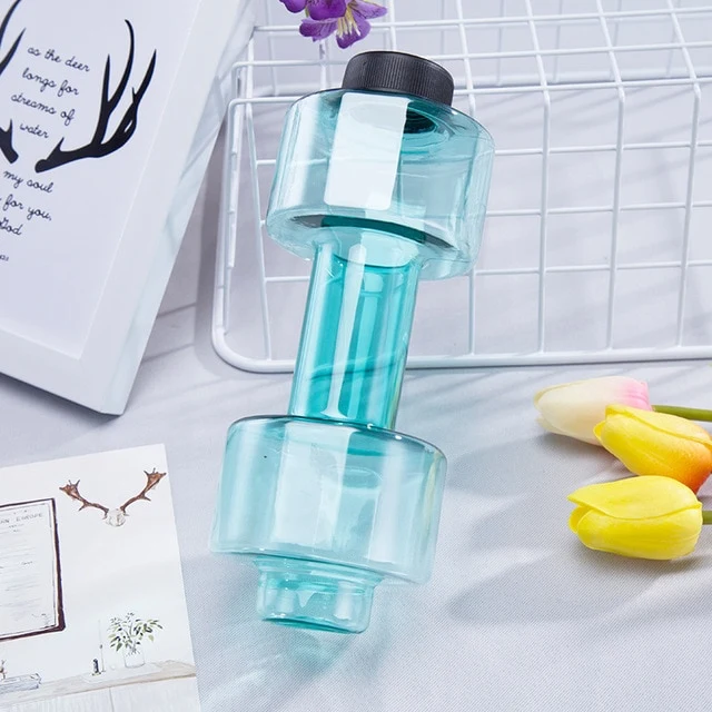 Dumbbell Plastic Bottle 550ML Sports Water Bottles Portable Leakproof Dumbbell Lose Weight Barbell Gym Fitness Equipment 6 Color