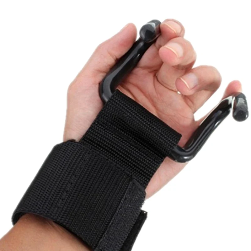 1Pair Weightlifting Gloves with Hook Pull-up Exercise Assistance Wrist Band Gym Fitness Accessories Body Building Equipment