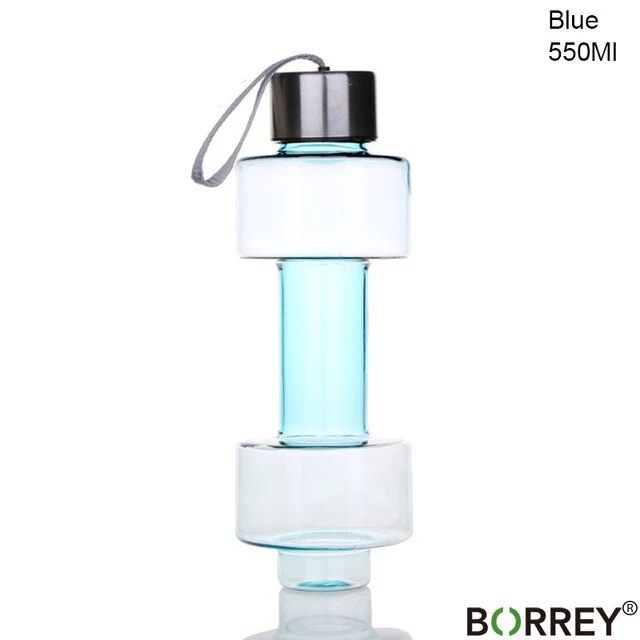 BORREY 550Ml Plastic Sport Water Bottle Gym Fitness Dumbbell Shaped Bottle Water Portable Sport Water Bottle Bpa Free Drinkware