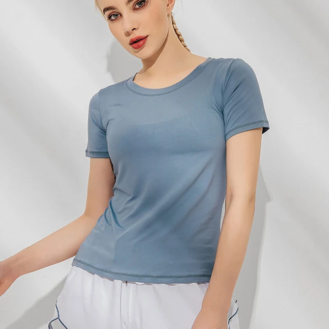 Quick Dry Mesh Splice Female Sport Top Jersey Woman T-shirt Crop Top Yoga Gym Fitness Sport Running Training Clothes for Womem