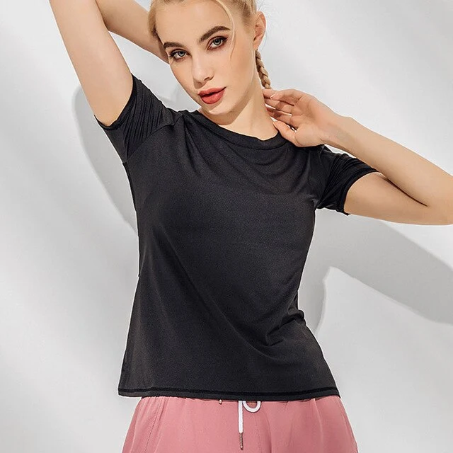 Quick Dry Mesh Splice Female Sport Top Jersey Woman T-shirt Crop Top Yoga Gym Fitness Sport Running Training Clothes for Womem