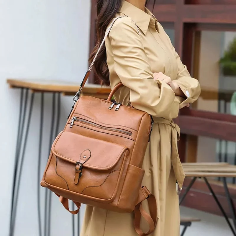 Grand sac à dos femme oldschool lustré - Adrienne