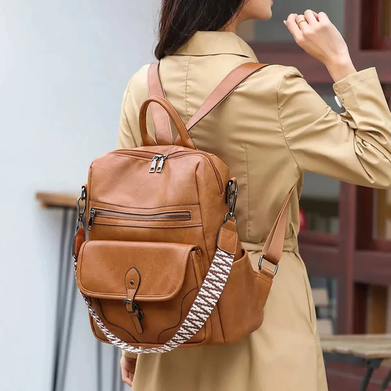 Grand sac à dos femme oldschool lustré - Adrienne