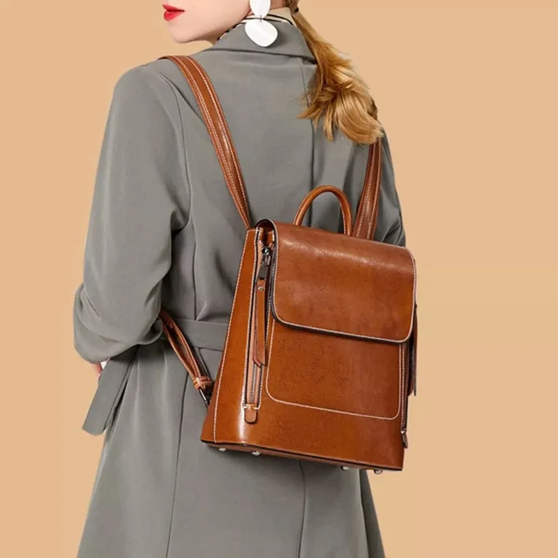 Sac à dos cartable femme surpiqué - Angèle