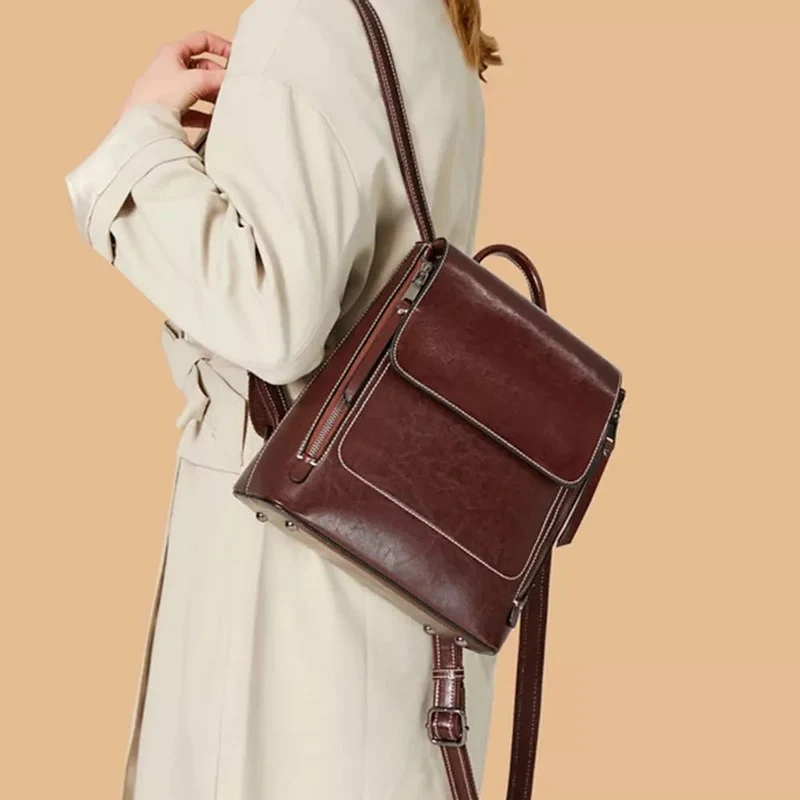 Sac à dos cartable femme surpiqué - Angèle