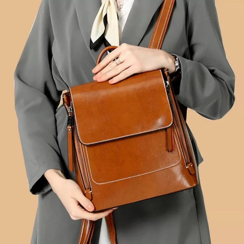 Sac à dos cartable femme surpiqué - Angèle