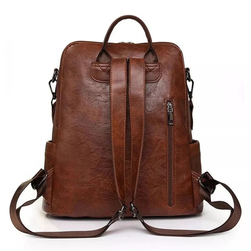 Grand sac à dos femme en PU à pompons - Rosalie