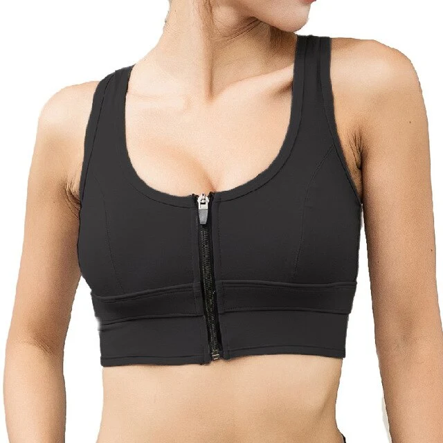 Women Sport Bh Zipper Sports Bra Top Fitness Apparel Women's Active Wear For Yoga Gym Bras Cross Brassiere Woman Female Tops